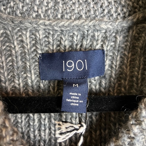 1901 NWT Nordstrom Men’s M Gray Zip Front Cardigan Sweater Mohair Wool Preppy - Picture 2 of 10